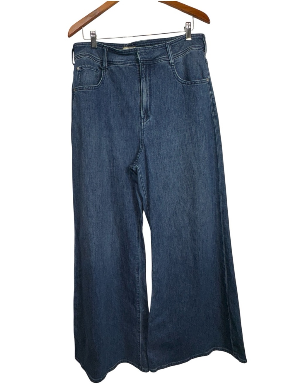 Pilcro Anthropologie Wide-Leg High-Rise Jeans in Dark Blue 32